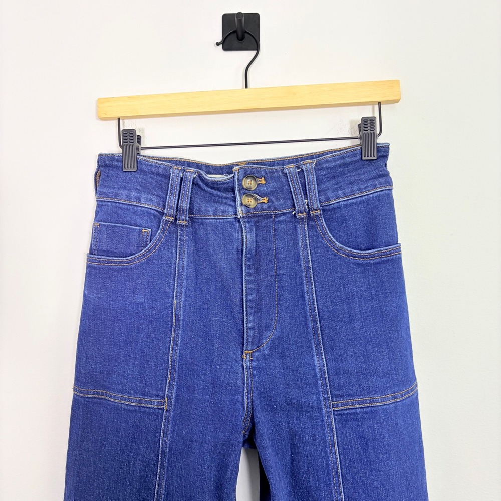 Pilcro Anthropologie The Skipper Seamed High-Rise Crop Wide-Leg Jeans 28 - Picture 3 of 8